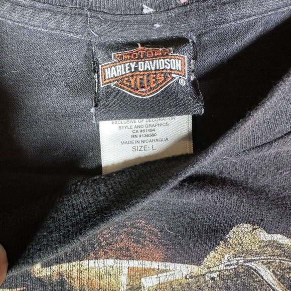 Harley Davidson Shirt Mens Large Black Motorcycle Bike Biker Eagle Logo - Picture 5 of 7